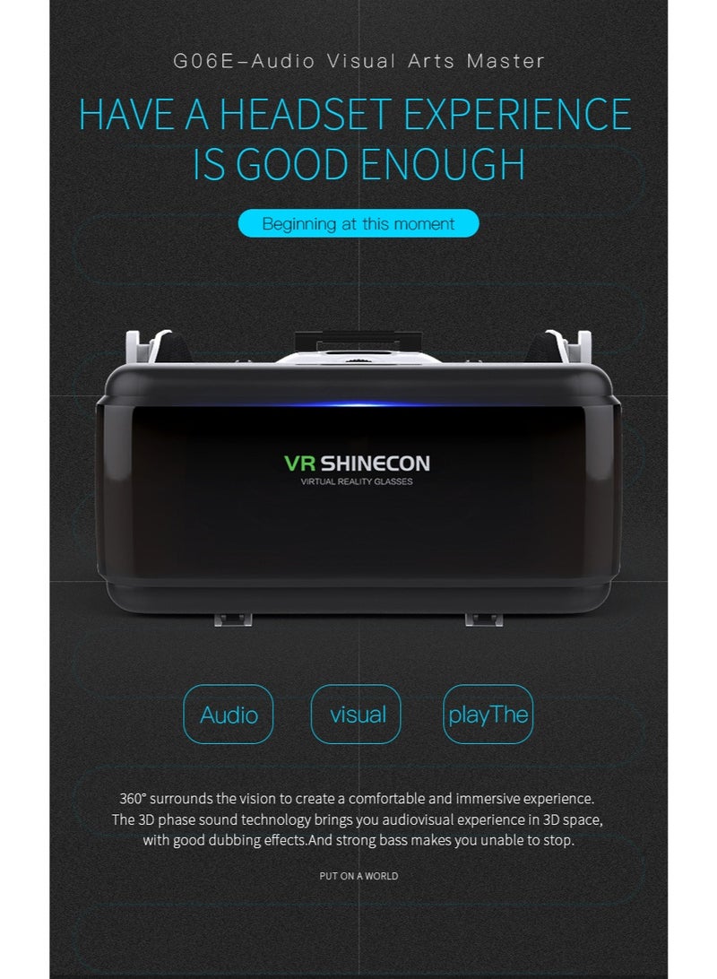 VR SHINECON Classic VR Goggles VR SHINECON 3D Virtual Reality Glasses+Controller Headset Version VR Glasses for TV, Movies & Video Games Compatible with iOS & Android Smartphone within 4.7-6.1inch Screen Phone, Blu-Ray Lenses Eye Protected, Soft & Comfortable Adjustable Distance, IMAX Giant Screen/Panoramic Roaming/ Immersive Games - Image 3